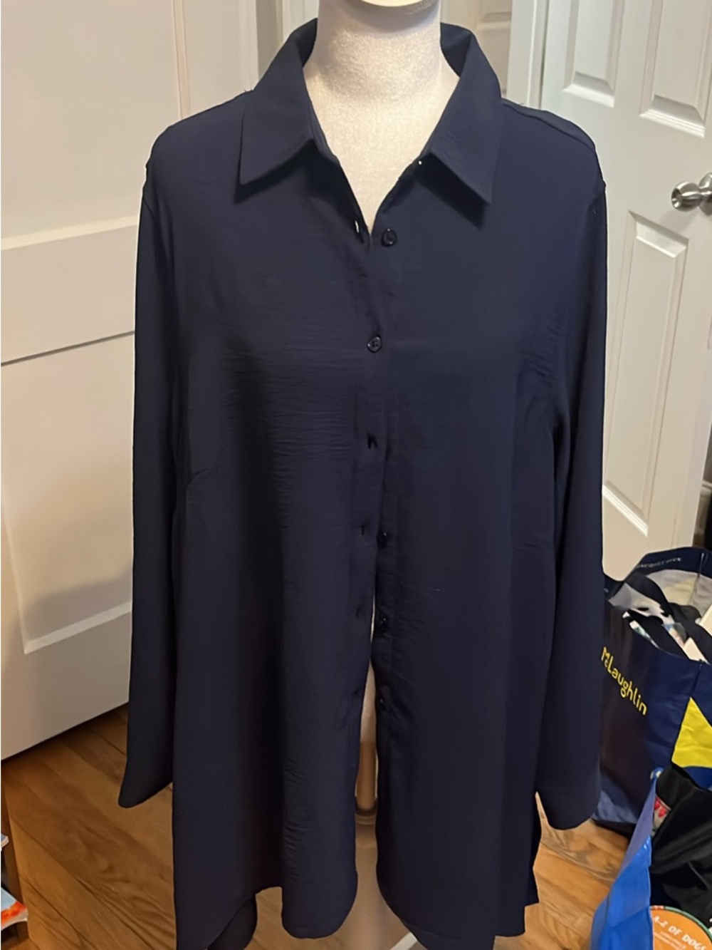 Classic Navy Long-Sleeve Button-Down Shirt